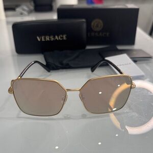 Versace Women’s Gold Frame Sunglasses with Mirror Lenses